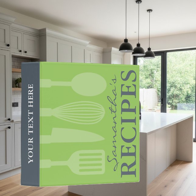Livre gris et vert de classeur de recette (kitchen binder for recipes)
