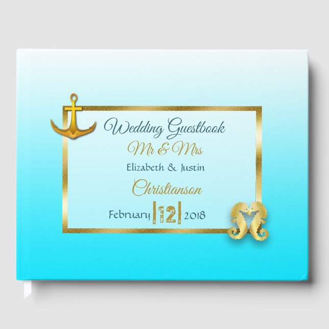 Livre Mariage Aqua Blue and Gold Heart (Recto)