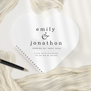 Livre minimaliste de Mariage noir blanc du coeur