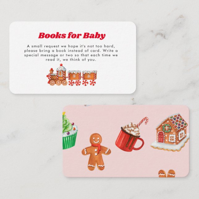 Livre rose Christma pour carte de boîtier Baby sho (Devant / Derrière)
