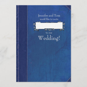 Livre Vintage bleu et Faire-part de mariage plaque