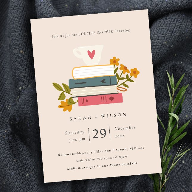 Livres à empilage floral Couples Invitation de dou (Créateur téléchargé)