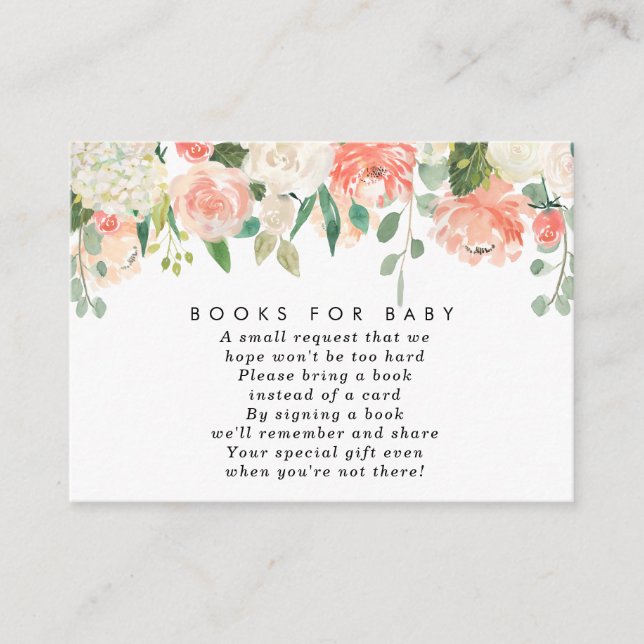 Livres à fleurs de pêche rose pour la carte de dem (Devant)