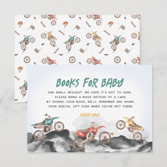 Livres à vélo pour bébé invitation insérer (Devant / Derrière)