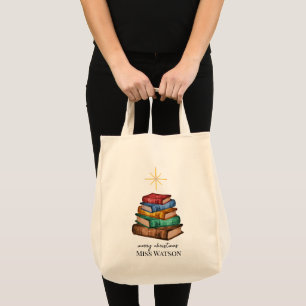 Livres Arbre de Noël Enseignant Sac fourre-tout pe