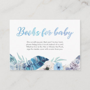 Livres bleus de plume de Boho pour la carte de