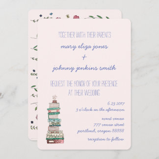 Livres & Blossoms Invitations de mariage