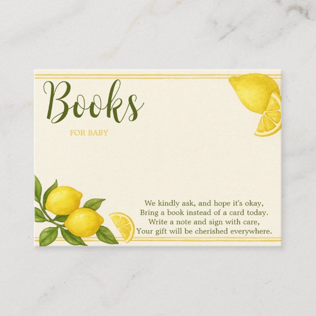 Livres citron pour carte bébé (Devant)