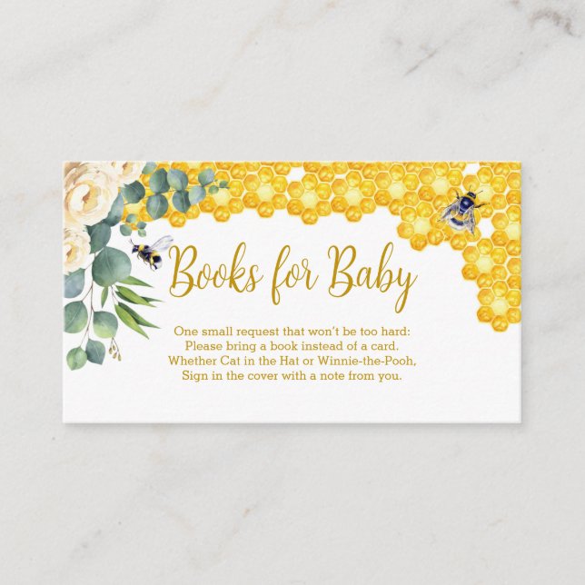 Livres de Baby shower d'abeilles pour carte bébé (Devant)