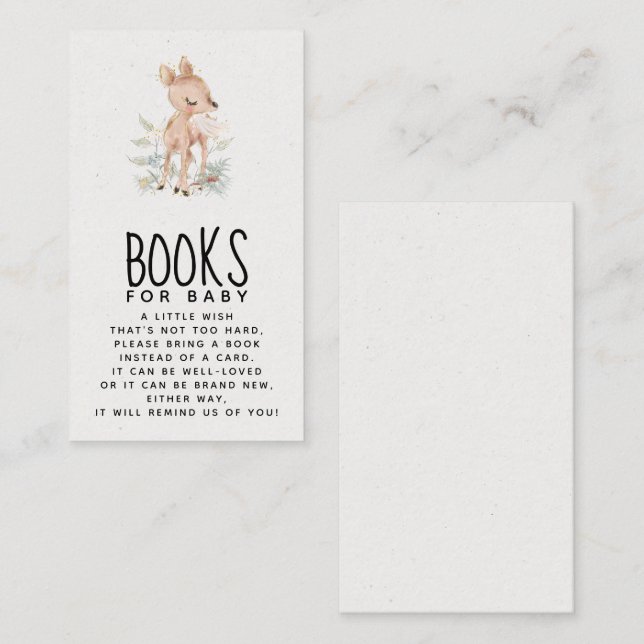 Livres de Baby shower de cerfs pour carte de boîti (Devant / Derrière)