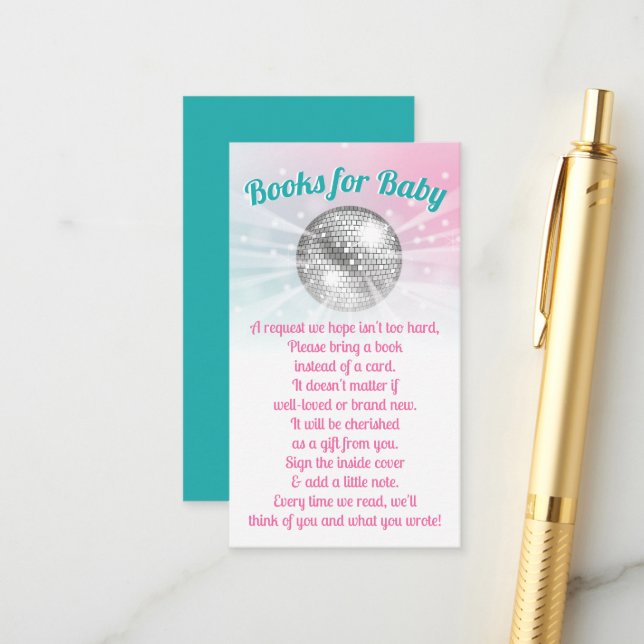Livres de Baby shower Disco Ball pour cartes pour  (Devant/Arrière en situation)