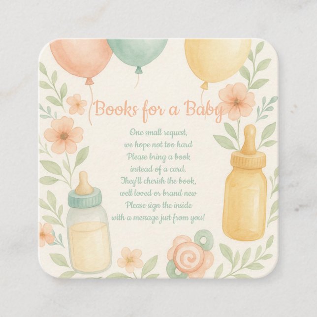 Livres de Baby shower mignonnes pour la carte de b (Devant)