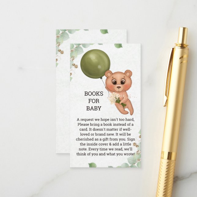 Livres De Baby shower Pour Bébé Cartes De Demande (Devant/Arrière en situation)