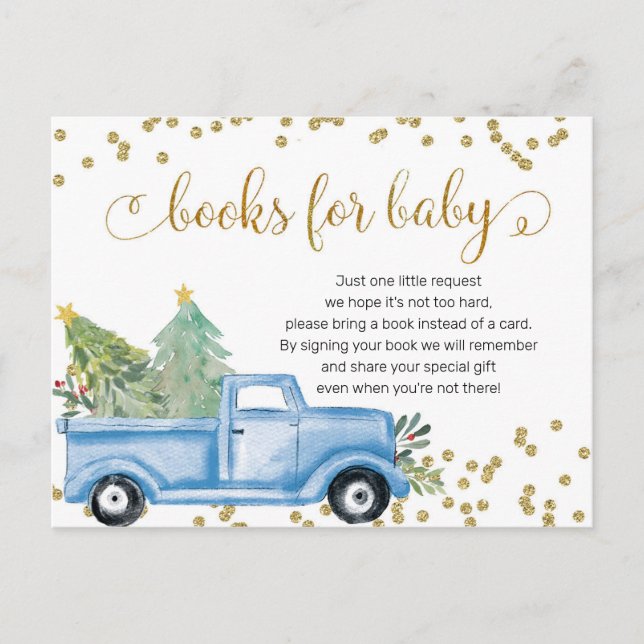 Livres de Camion Bleu de Noël pour carte bébé (Devant)