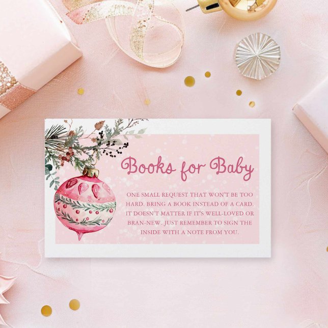 Livres de Noël roses pour la carte de boîtier pour (Winter Holiday Christmas Baby Shower Books for baby card)