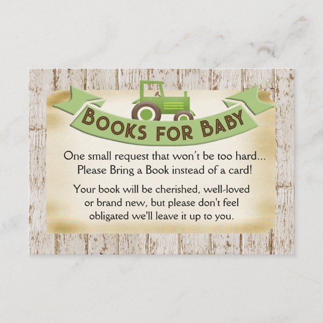 Livres de tracteur vert pour carte bébé (Devant)