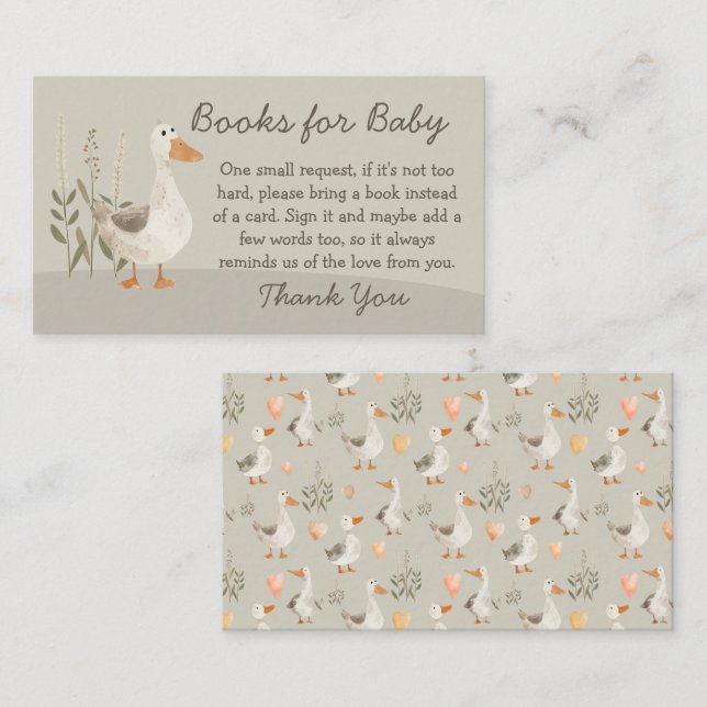 Livres d'oies d'aquarelle pour bébé - Carte Baby s (Devant / Derrière)