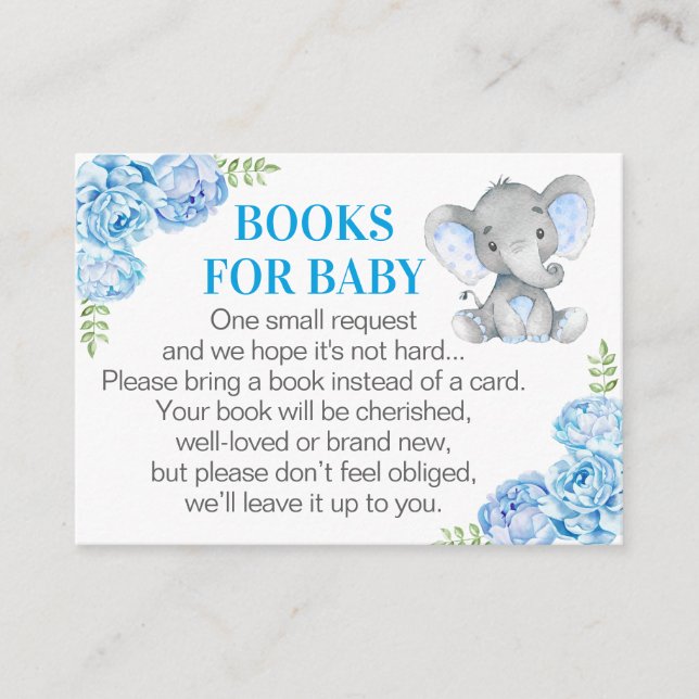 Livres éléphants pour bébé - Carte de demande de l (Devant)