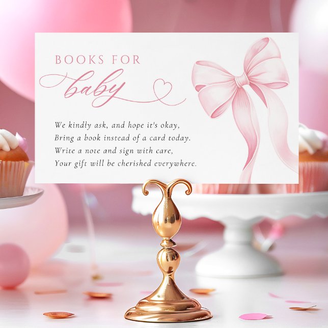 Livres en ruban rose pour carte de boîtier pour bé (Créateur téléchargé)