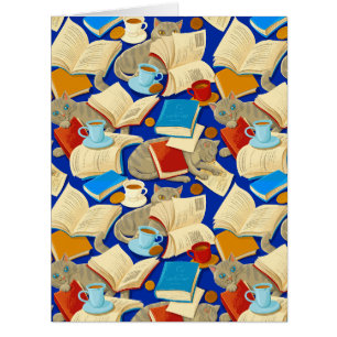 Livres et chats en bleu