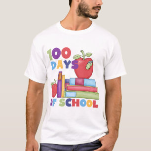 Livres et pommes 100 jours de T-shirts d'école