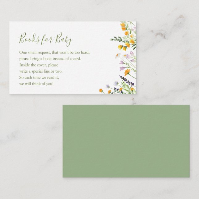 Livres fleur sauvage pour carte de boîtier Baby sh (Devant / Derrière)
