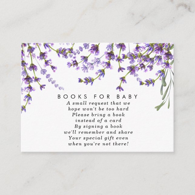 livres floraux lavande pour bébé carte de demande  (Devant)