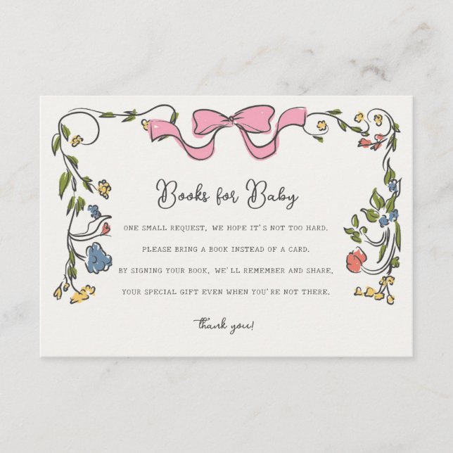 Livres floraux pour bébé Invitation insertion (Devant)