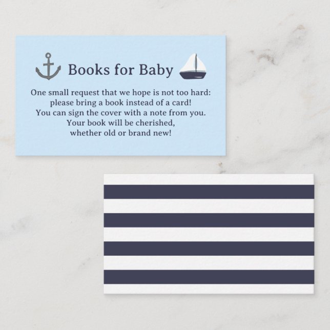 Livres nautiques pour carte d'insertion Baby showe (Devant / Derrière)
