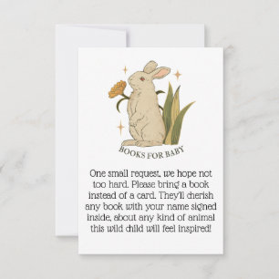 Livres pour Baby Bunny Baby shower Insérer carte