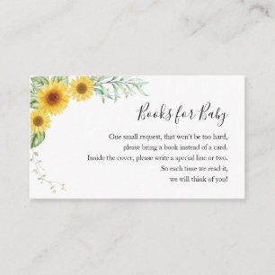 Livres pour Baby shower Sunflower carte de boîtier