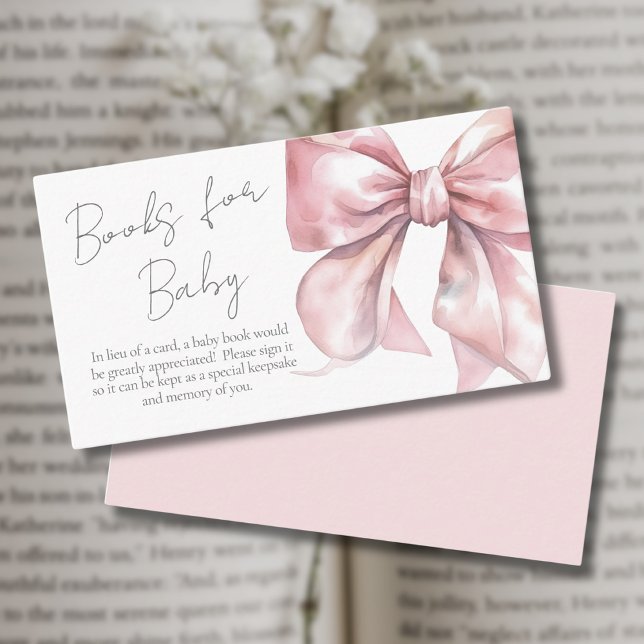 Livres Pour Bébé Pink Bow Baby shower Carte Bow (Books For Baby Pink Bow Baby Shower Enclosure Card)