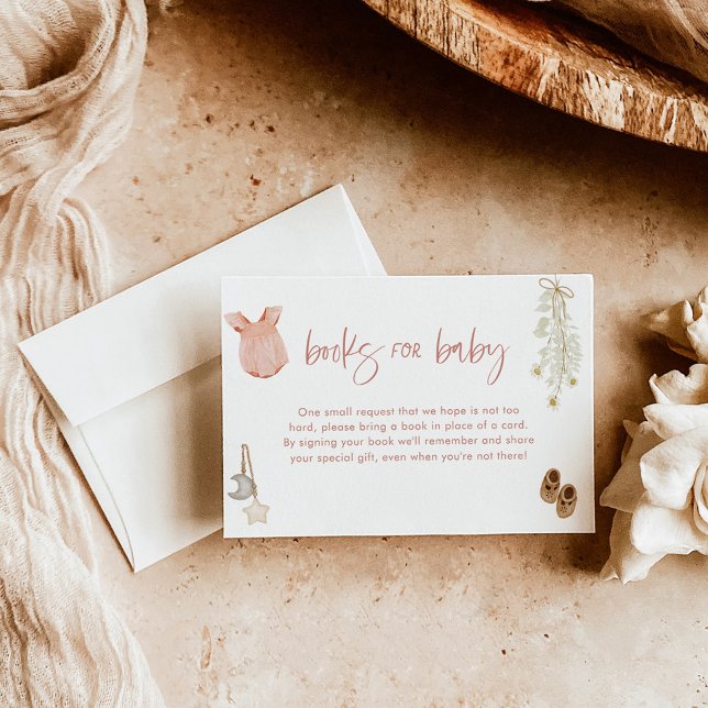 Livres pour carte bébé | Boho Girl Baby shower (Créateur téléchargé)