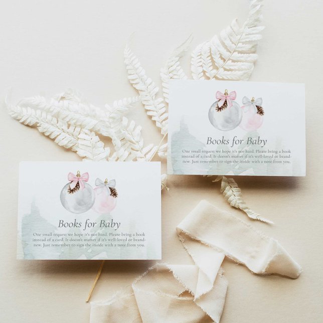 Livres pour filles roses de Noël pour la carte de  (Christmas Baby Shower Books for Baby card)