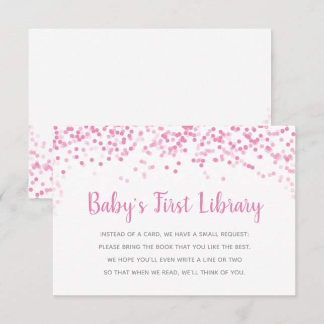 Livres pour la carte de douche Confetti rose Baby  (Devant / Derrière)