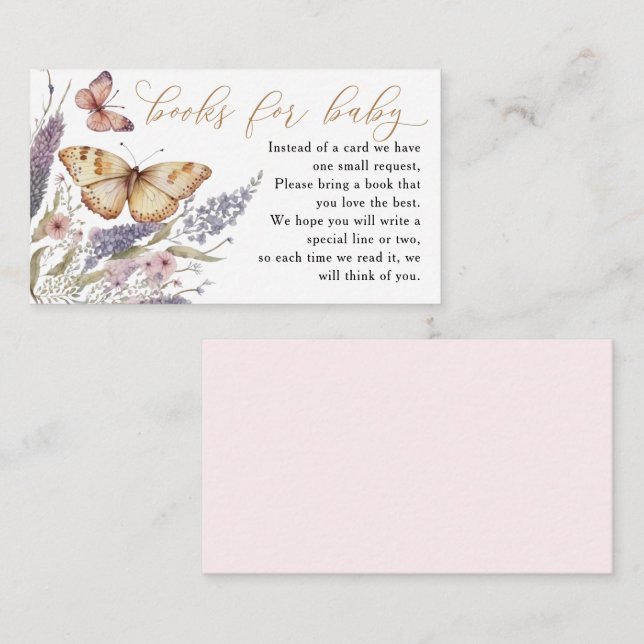 Livres pour petits papillons pour la carte de boît (Devant / Derrière)