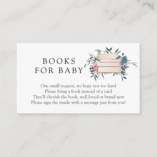 Livres rose et bleu Floral pour Baby insert carte (Devant)