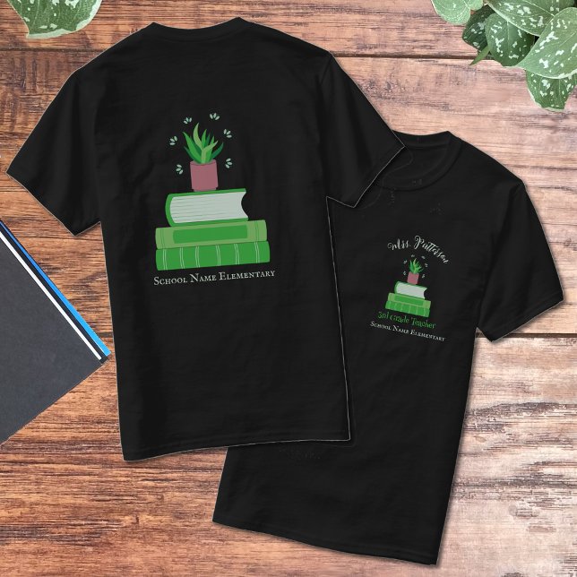Livres verts et T-shirt de l'enseignant Plante ave (Green Book and Houseplant School Staff T-shirt)