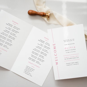 Livret de programme plié pour Bat Mitzvah rose
