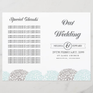 Livret du programme de mariage vintage Aqua Flower