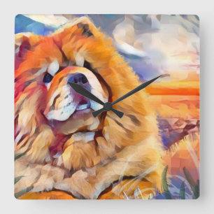 Livvy chow square acrylic clock