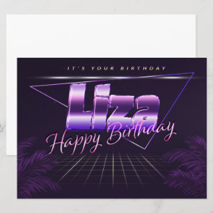 Liza Name First name lila retro card Birthday