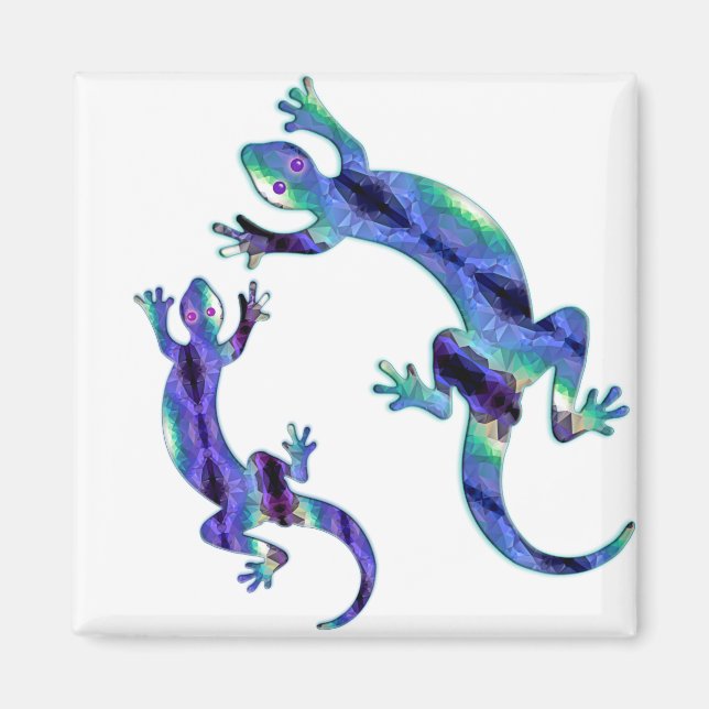 LIZARD 1 DUO BLUE AND GREEN MOSAIC MAGNET (Front)