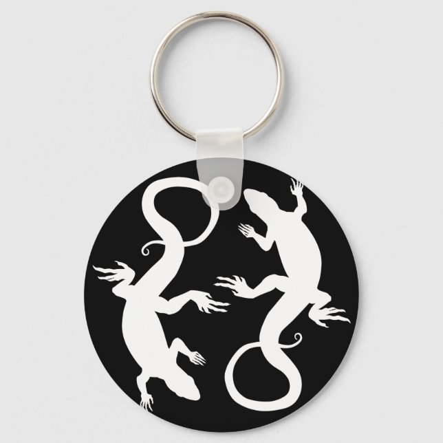 Lizard Art Key Chain Cool Retro Reptile Art Gifts (Front)