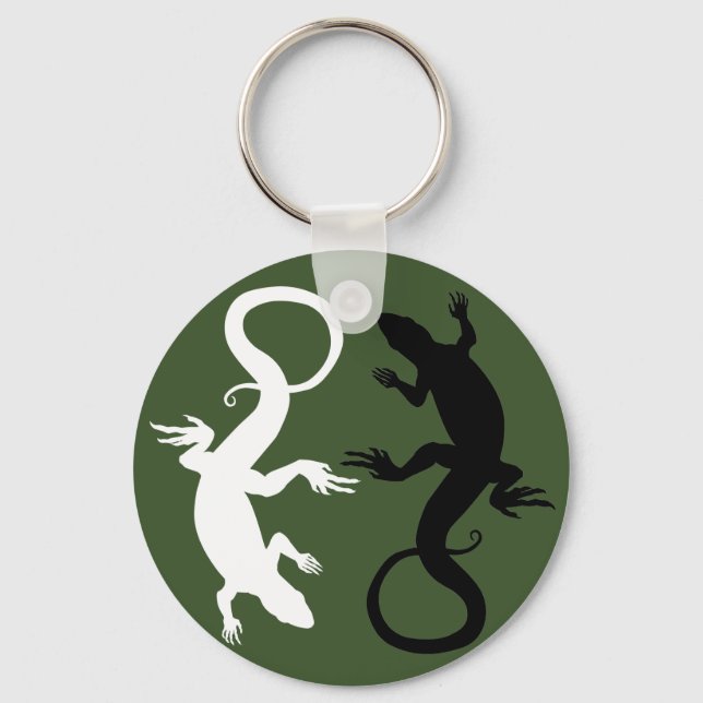 Lizard Art Keychain Cool Retro Reptile Art Gifts (Front)
