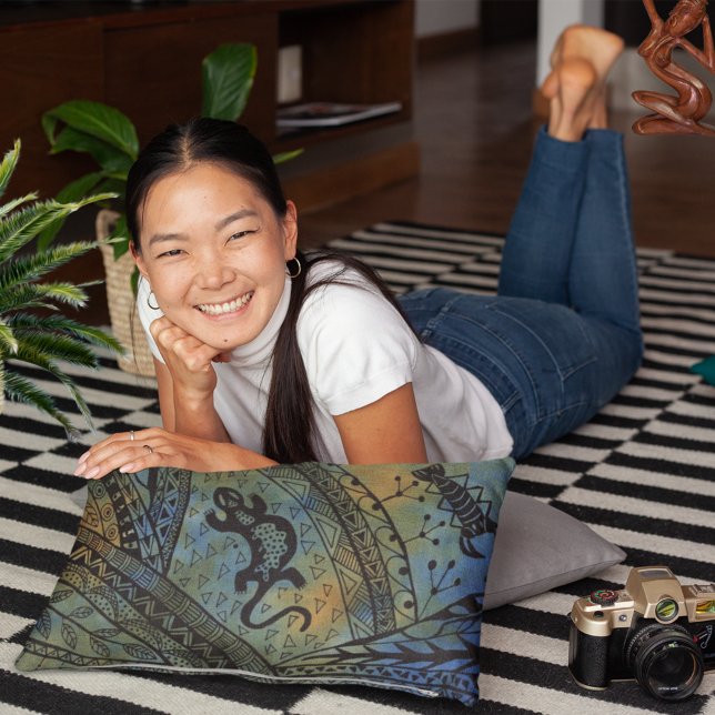 Lizard Batik Lumbar Pillow (Creator Uploaded)