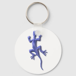 Lizard-blue glass keychain