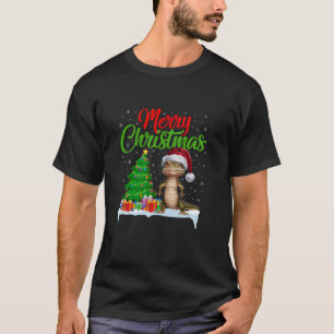 Lizard Christmas Tree Lights Funny Xmas Lizard Lov T-Shirt