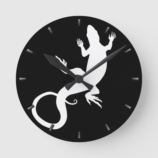 Lizard Clock Cute Reptile Art Lizard Wall Clock (Front)