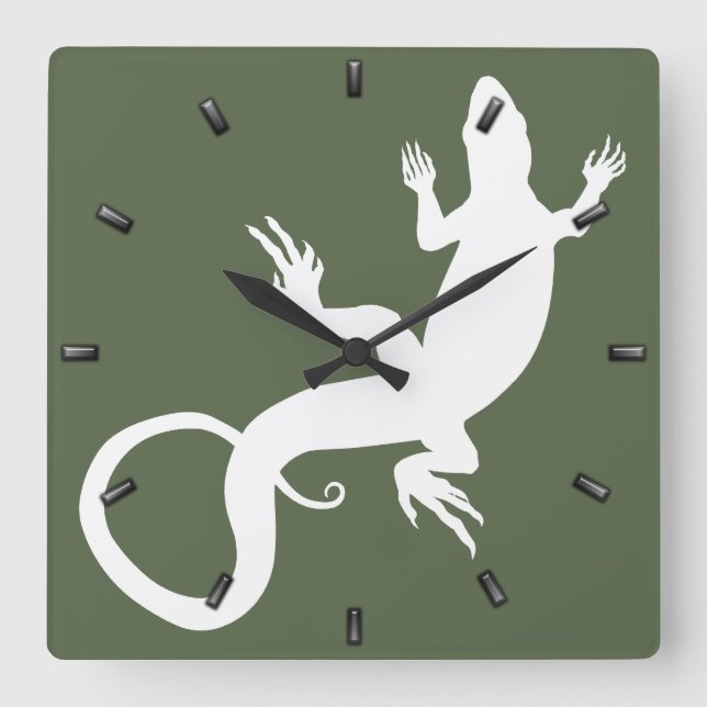 Lizard Clock Cute Reptile Art Lizard Wall Clock (Front)